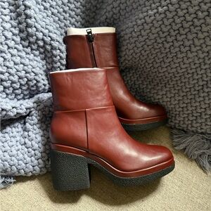 Cute chunky ankle boots red
